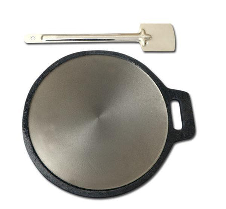 Cast Iron Dosa Pan, Iron Spatula & Oil applicator –